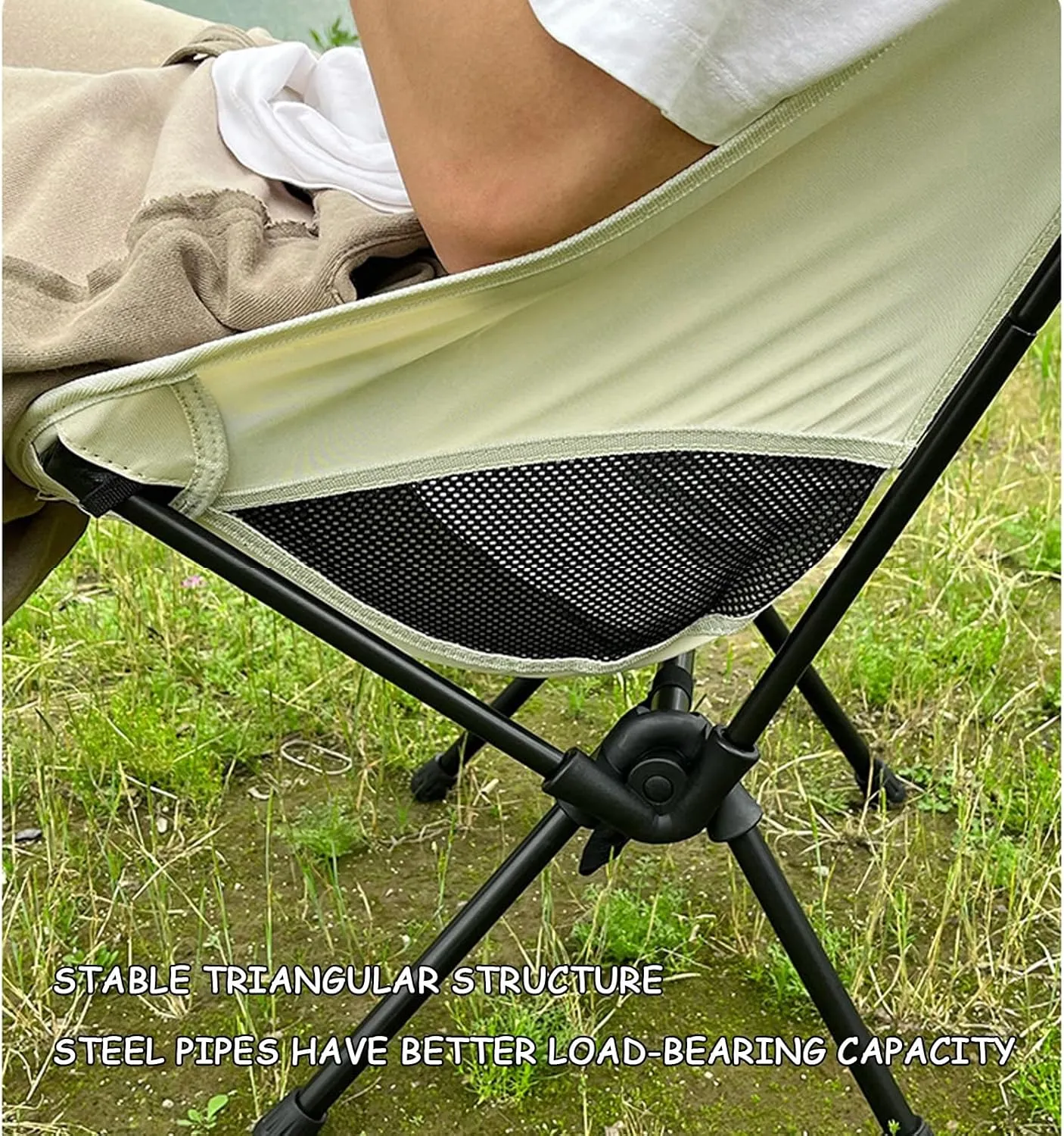 Outdoor Folding Chairs, Portable Camping Chair with Storage Bag, Support up to 300Lbs, Ultralight Compact Foldable Backpacking Chair for Beach Hiking Picnic Fishing Camp Travel,Gray
