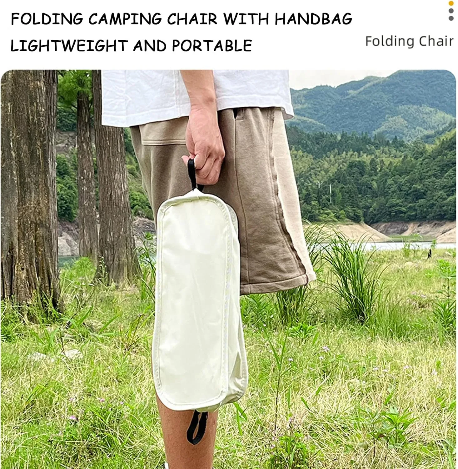Outdoor Folding Chairs, Portable Camping Chair with Storage Bag, Support up to 300Lbs, Ultralight Compact Foldable Backpacking Chair for Beach Hiking Picnic Fishing Camp Travel,Gray