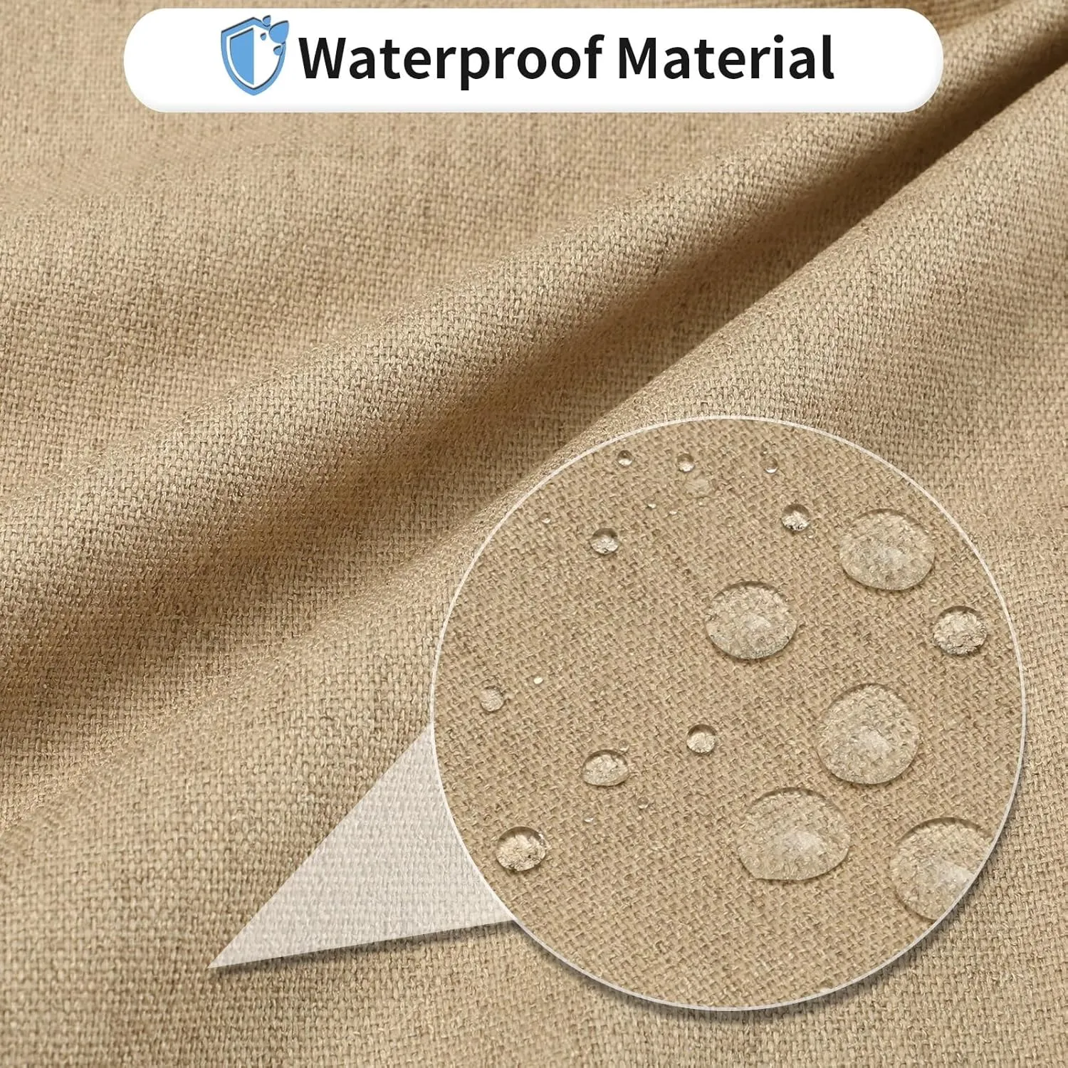 OutdoorLines Faux Linen Outdoor Cushion Covers Replacement 24"x24"x4", Waterproof Patio Cushion Cover for Outdoor Furniture, Seat Cushion Covers for Patio, Garden (Set of 4, Camel, Cover Only)