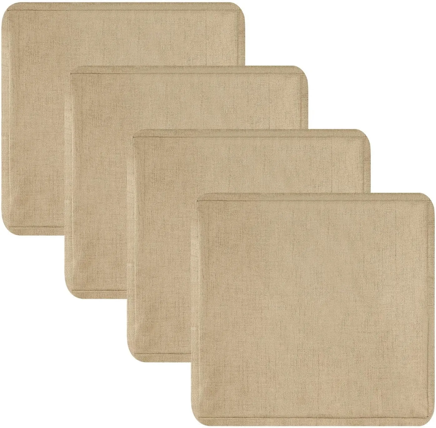 OutdoorLines Faux Linen Outdoor Cushion Covers Replacement 24"x24"x4", Waterproof Patio Cushion Cover for Outdoor Furniture, Seat Cushion Covers for Patio, Garden (Set of 4, Camel, Cover Only)