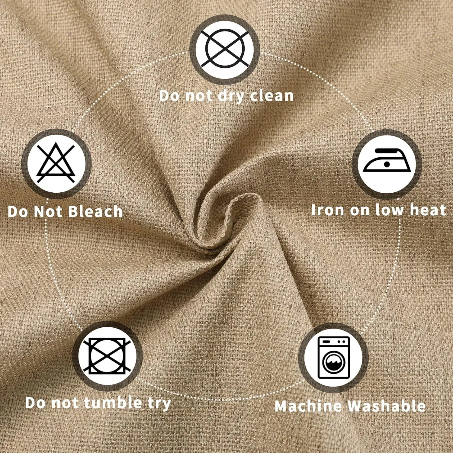 OutdoorLines Faux Linen Outdoor Cushion Covers Replacement 24"x24"x4", Waterproof Patio Cushion Cover for Outdoor Furniture, Seat Cushion Covers for Patio, Garden (Set of 4, Camel, Cover Only)