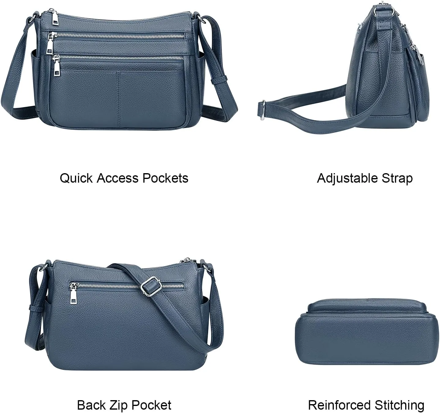 Over Earth Genuine Leather Crossbody Bag for Women Soft Multi Pockets Messenger Bags Ladies Purses and Handbags