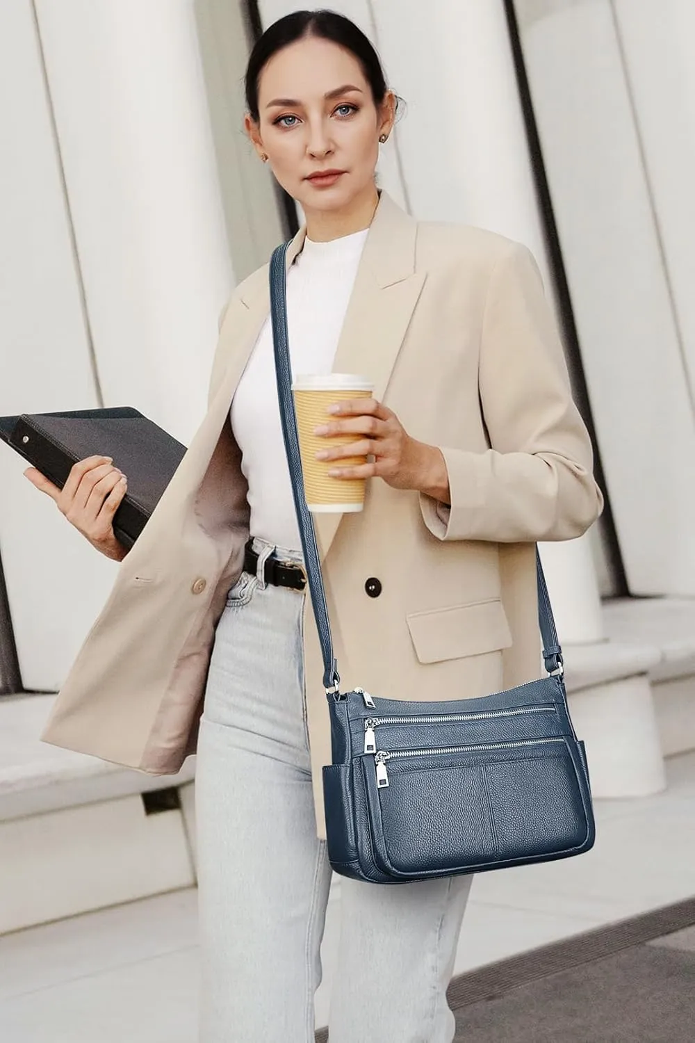 Over Earth Genuine Leather Crossbody Bag for Women Soft Multi Pockets Messenger Bags Ladies Purses and Handbags