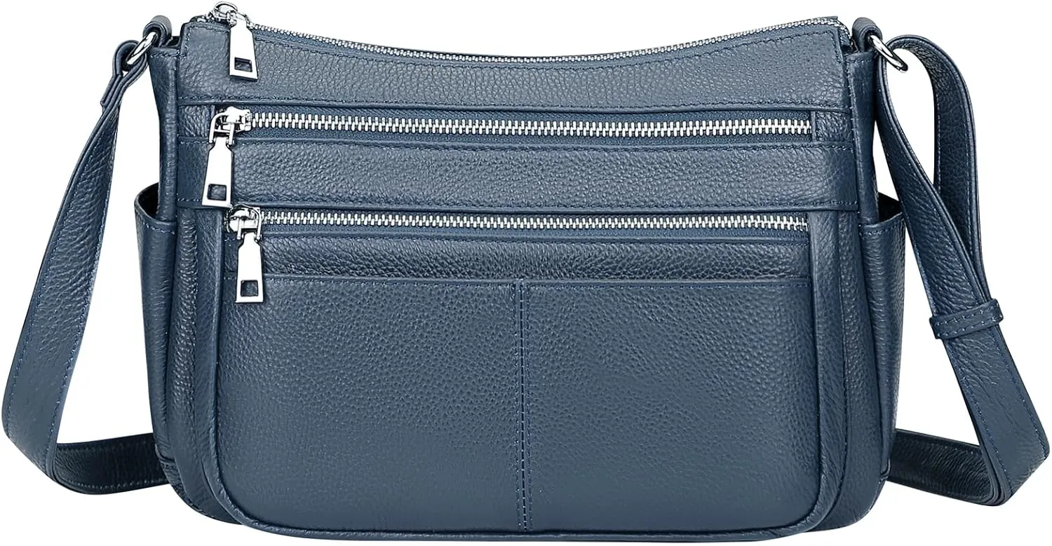 Over Earth Genuine Leather Crossbody Bag for Women Soft Multi Pockets Messenger Bags Ladies Purses and Handbags