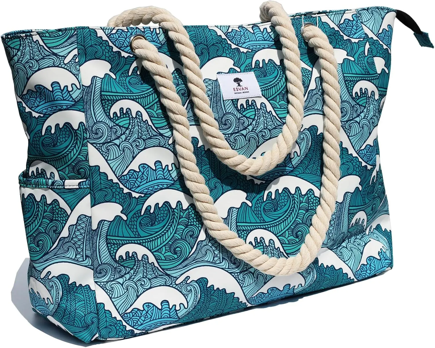OVERSIZE BEACH BAG Large Tote Bag for Women Waterproof Sandproof with Dry Wet Compartment for Pool Gym Travel