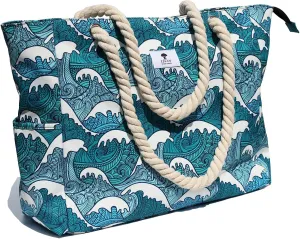 OVERSIZE BEACH BAG Large Tote Bag for Women Waterproof Sandproof with Dry Wet Compartment for Pool Gym Travel
