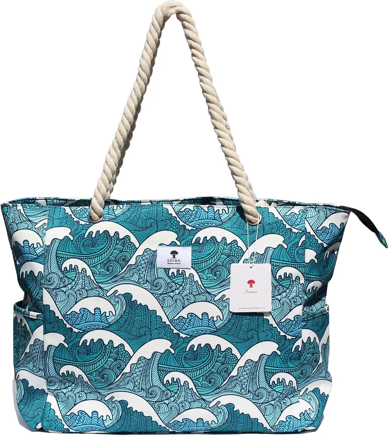 OVERSIZE BEACH BAG Large Tote Bag for Women Waterproof Sandproof with Dry Wet Compartment for Pool Gym Travel