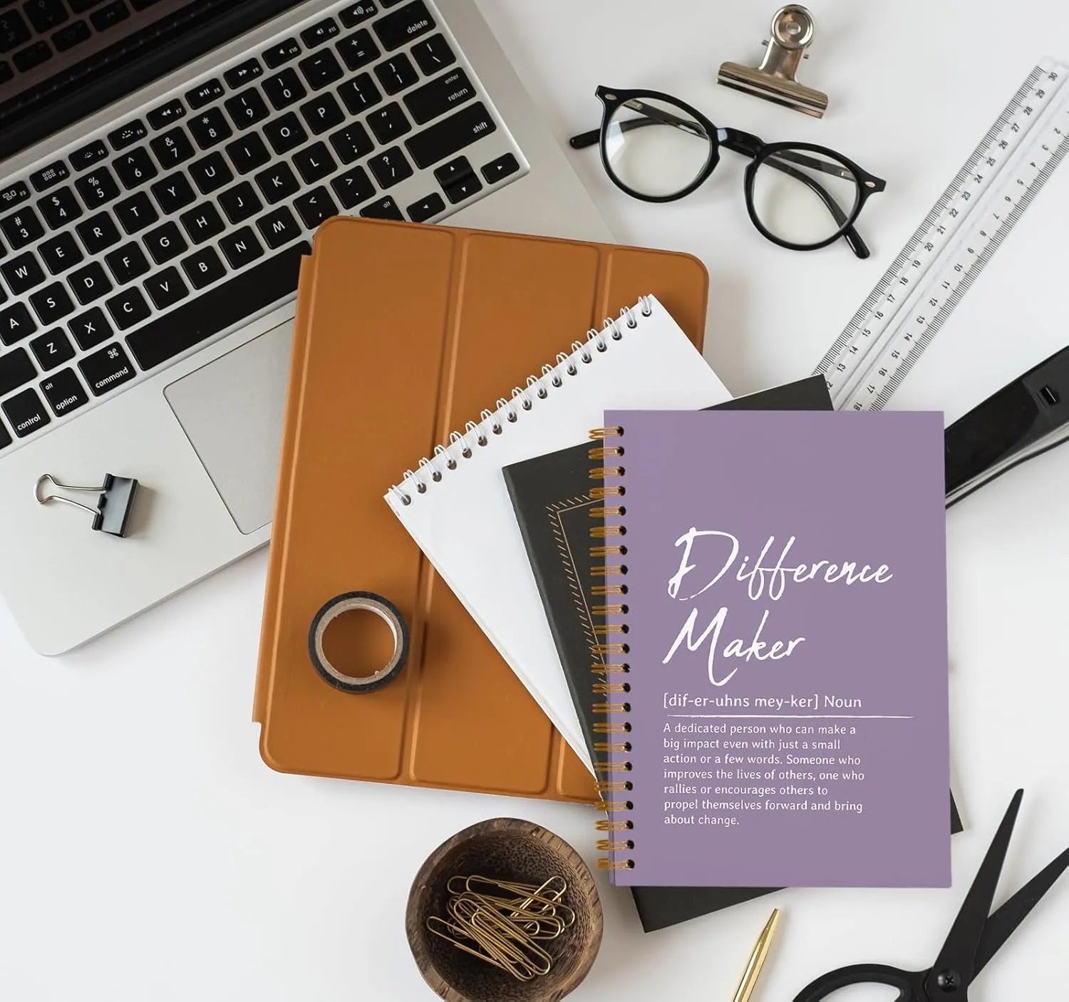 OXW Difference Maker Gift Notebook Journal, Office Notebook for Work, Thank You Gifts for Leader Mentor Boss, Leadership Gifts Journal, Purple Spiral Notebook 5.5 x 8.3