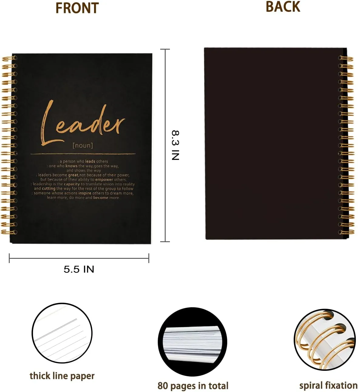 OXW Thank You Gifts for Leader, Meeting Notebook for Work, Appreciation Gift for Mentor Boss Manager, Office Supplies Leadership Gifts, Orange College Ruled Hardcover Spiral Notebook 5.5 x 8.3