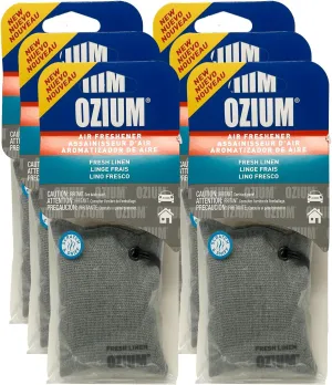 Ozium Scented Sachet Car Air Fresheners and Odor Eliminator for Car, Home Closets, Shoes, and Suitcases (Fresh Linen, 6 Packs)