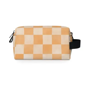 Pastel Checkers Toiletry Bag - Water-Resistant & Chic Cosmetic Organizer - Lightweight Travel Pouch - Elegant Bathroom Accessory