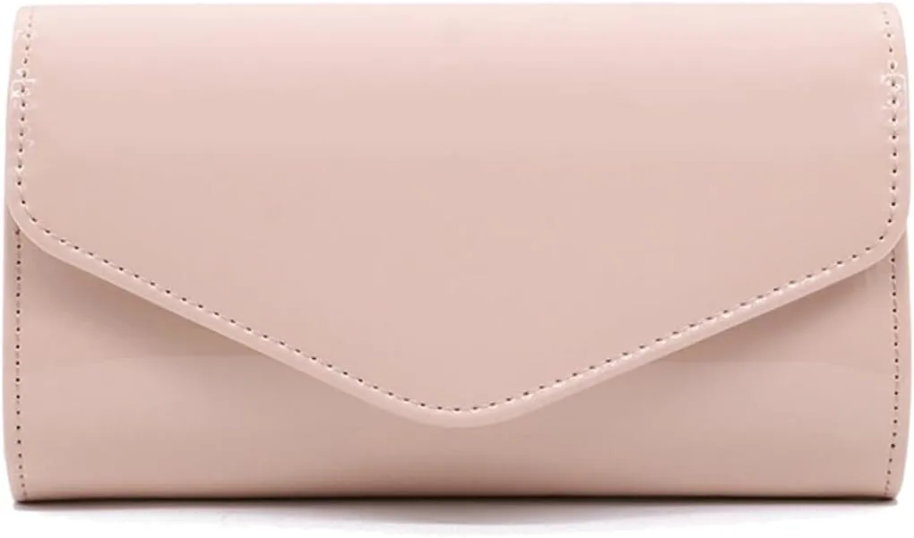 Patent Leather Envelope Clutch Purse Shiny Shoulder Bag Candy Chain Evening Bag Elegant Handbag