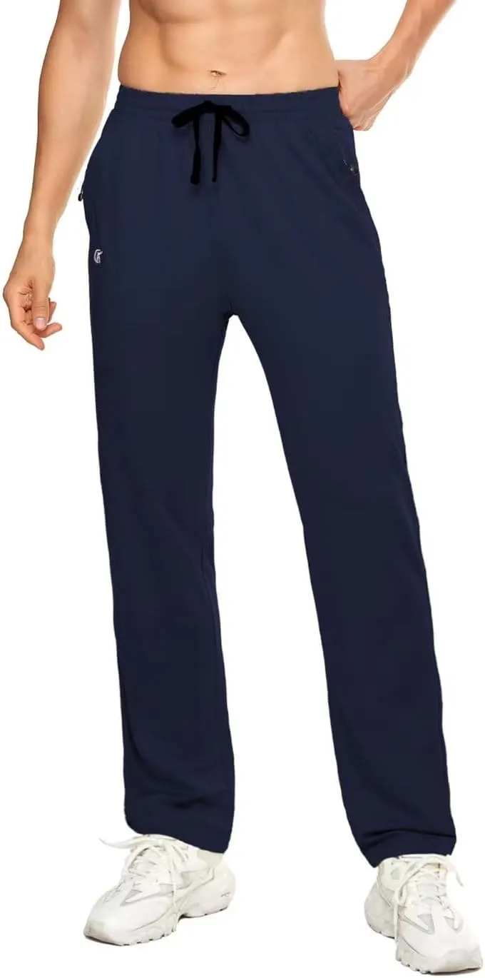 Pdbokew Men's Running Pants Athletic Pants with Zipper Pockets