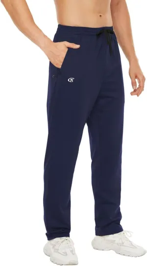 Pdbokew Men's Running Pants Athletic Pants with Zipper Pockets