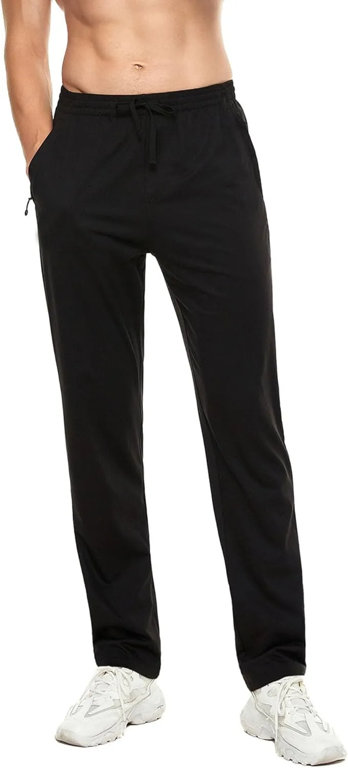 Pdbokew Men's Running Pants Athletic Pants with Zipper Pockets