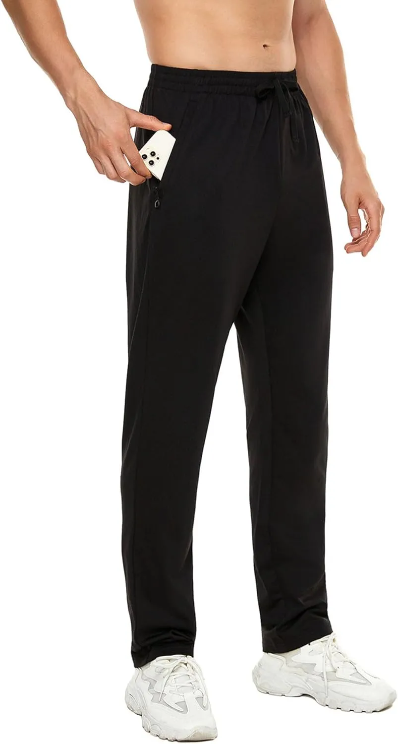 Pdbokew Men's Running Pants Athletic Pants with Zipper Pockets