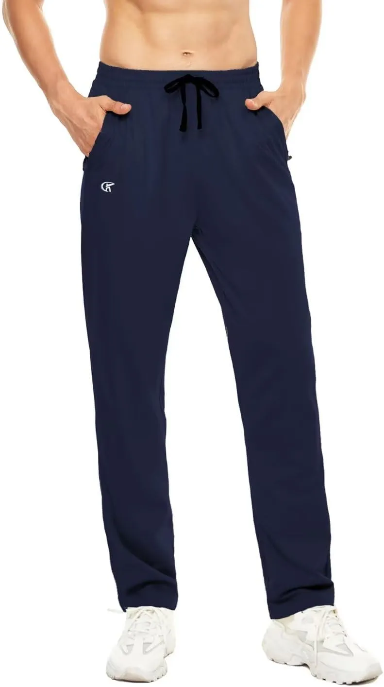 Pdbokew Men's Running Pants Athletic Pants with Zipper Pockets