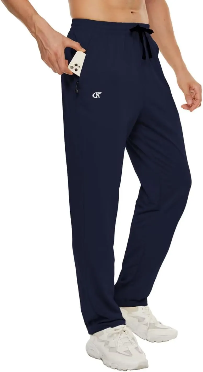 Pdbokew Men's Running Pants Athletic Pants with Zipper Pockets