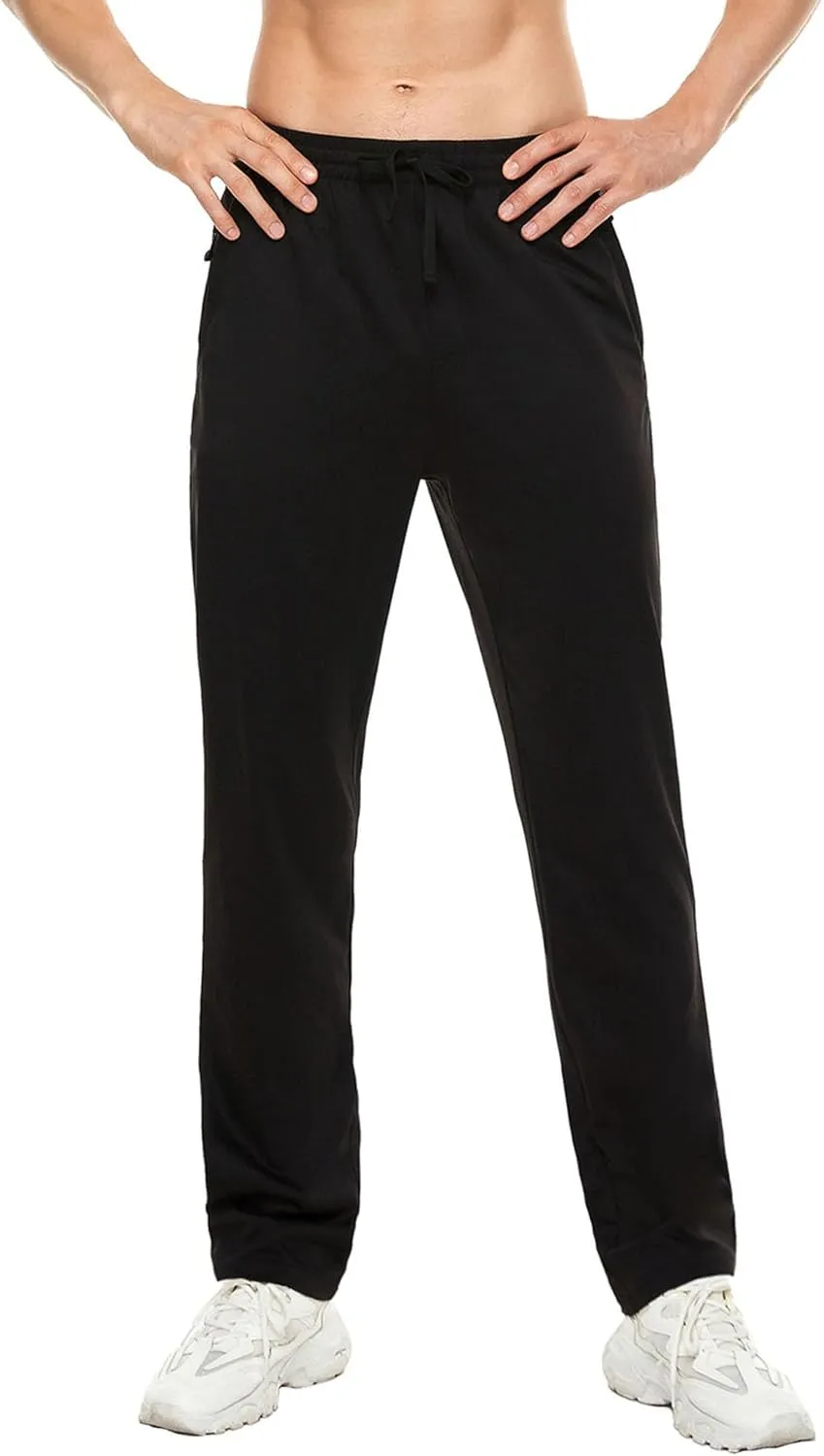 Pdbokew Men's Running Pants Athletic Pants with Zipper Pockets