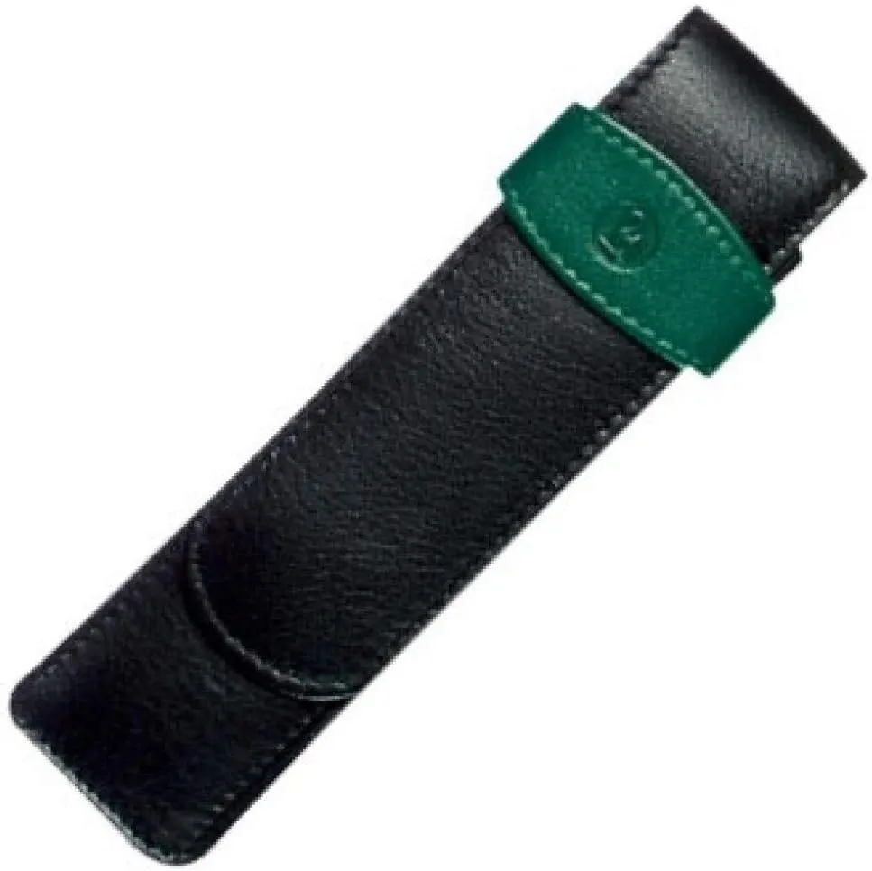 Pelikan 1-Pen Leather Pouch, Black/Green, 1 Each (923524)