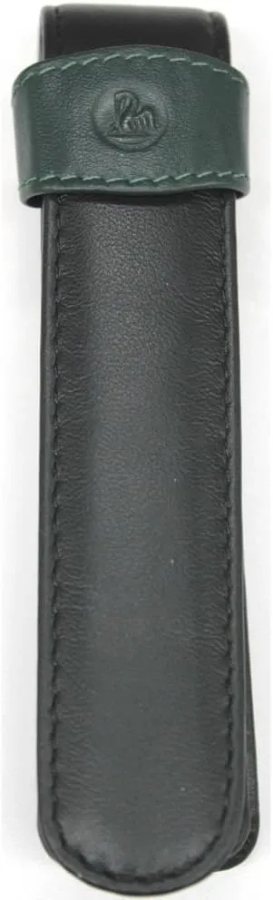 Pelikan 1-Pen Leather Pouch, Black/Green, 1 Each (923524)