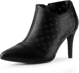 Perphy Cut out Perforated Boots Pointed Toe Stiletto Heels Costumes Ankle Booties for Women