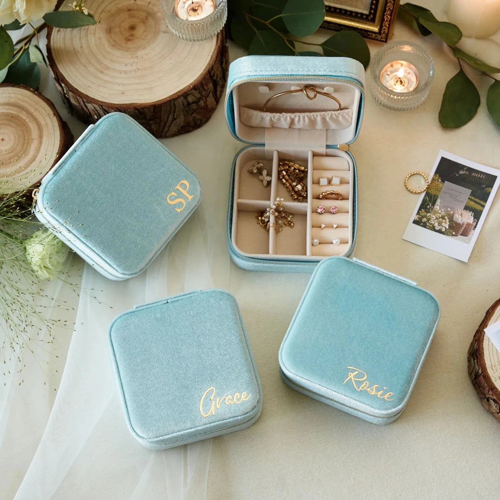 Personalised Velvet Travel Jewellery Box