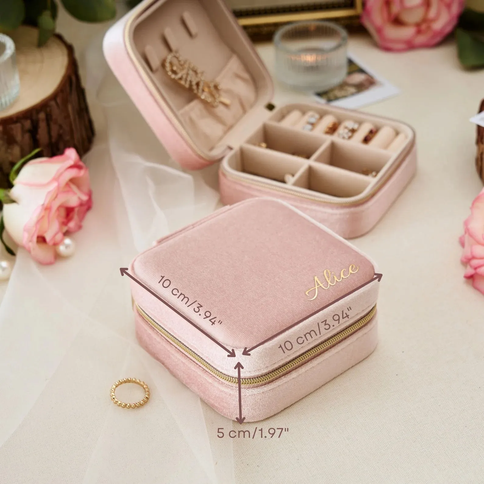 Personalised Velvet Travel Jewellery Box