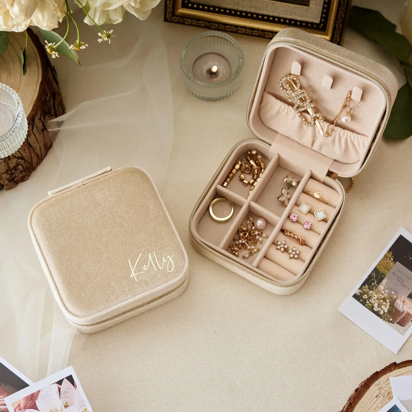 Personalised Velvet Travel Jewellery Box
