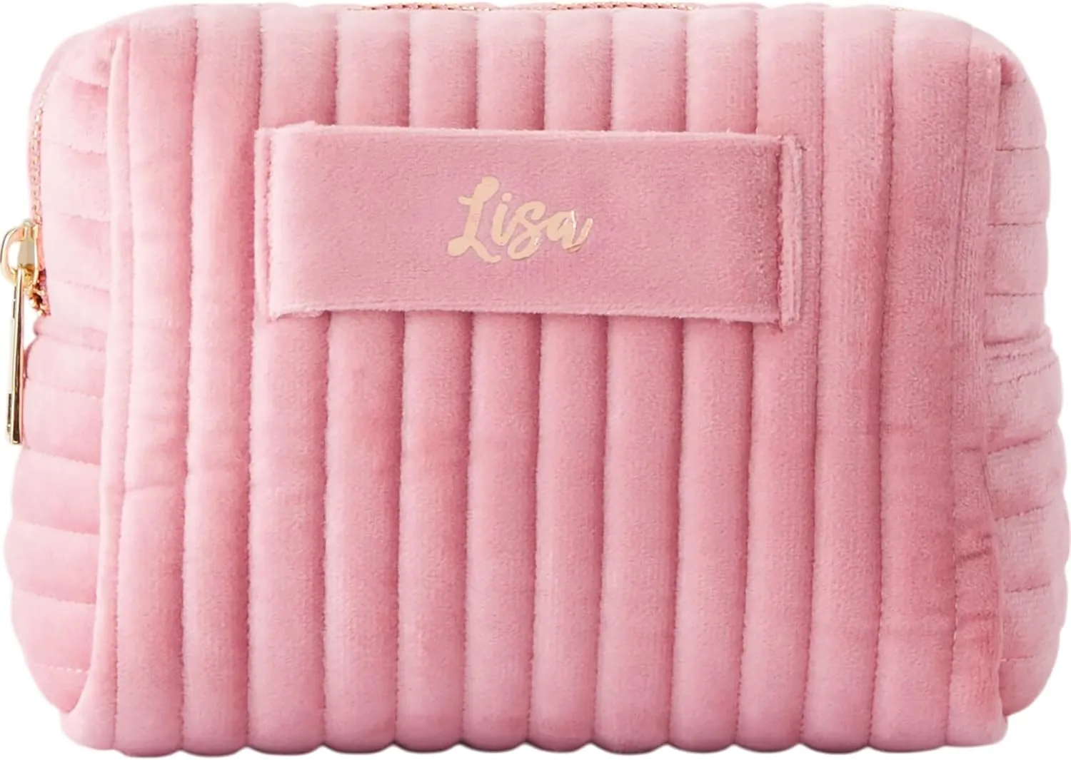 Personalization Universe Metallic Foil Personalized Small Mauve Velvet Makeup Bag