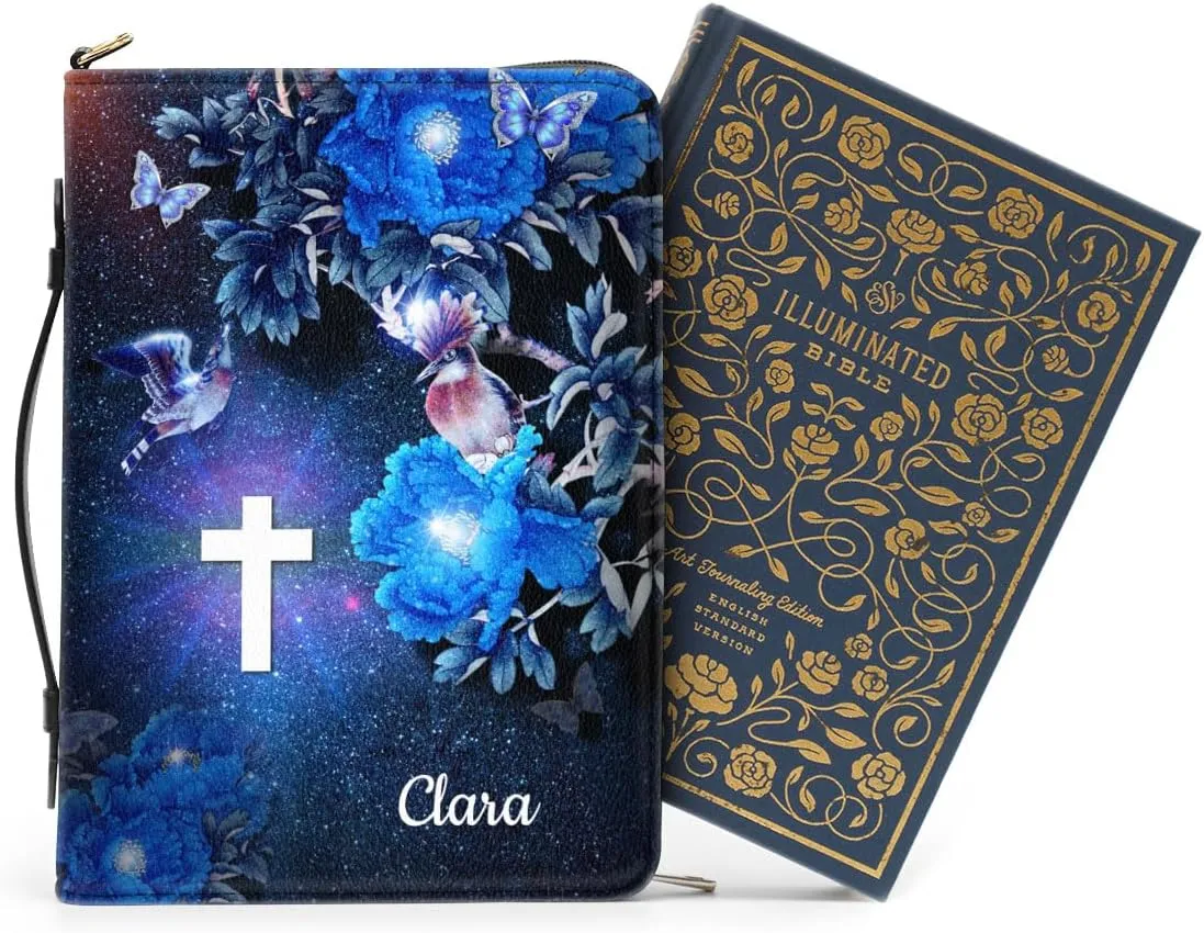 Personalized Bible Covers with Custom Name - Leather Bible Case, Bible Bag - Christian Gifts for Women - Bible Carrying Case, Bible Holder Case - Bible Book Cover with Handle Extra Large Size