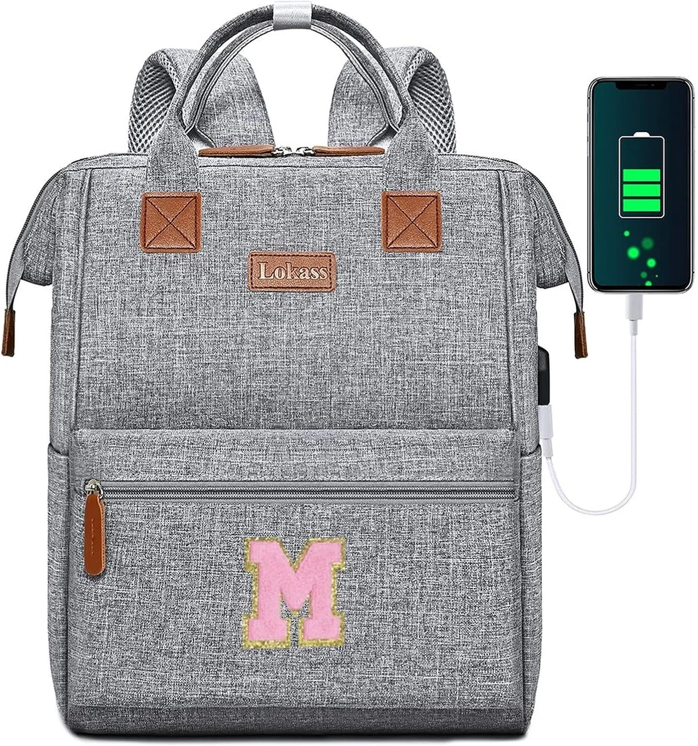 Personalized Initial Laptop Backpack for Women-Waterproof Teacher Backpack/College Backpack/Nurse Backpack for Work,Travel Bckapack with 15.6" Laptop Compartment-Birthday Gift for Women
