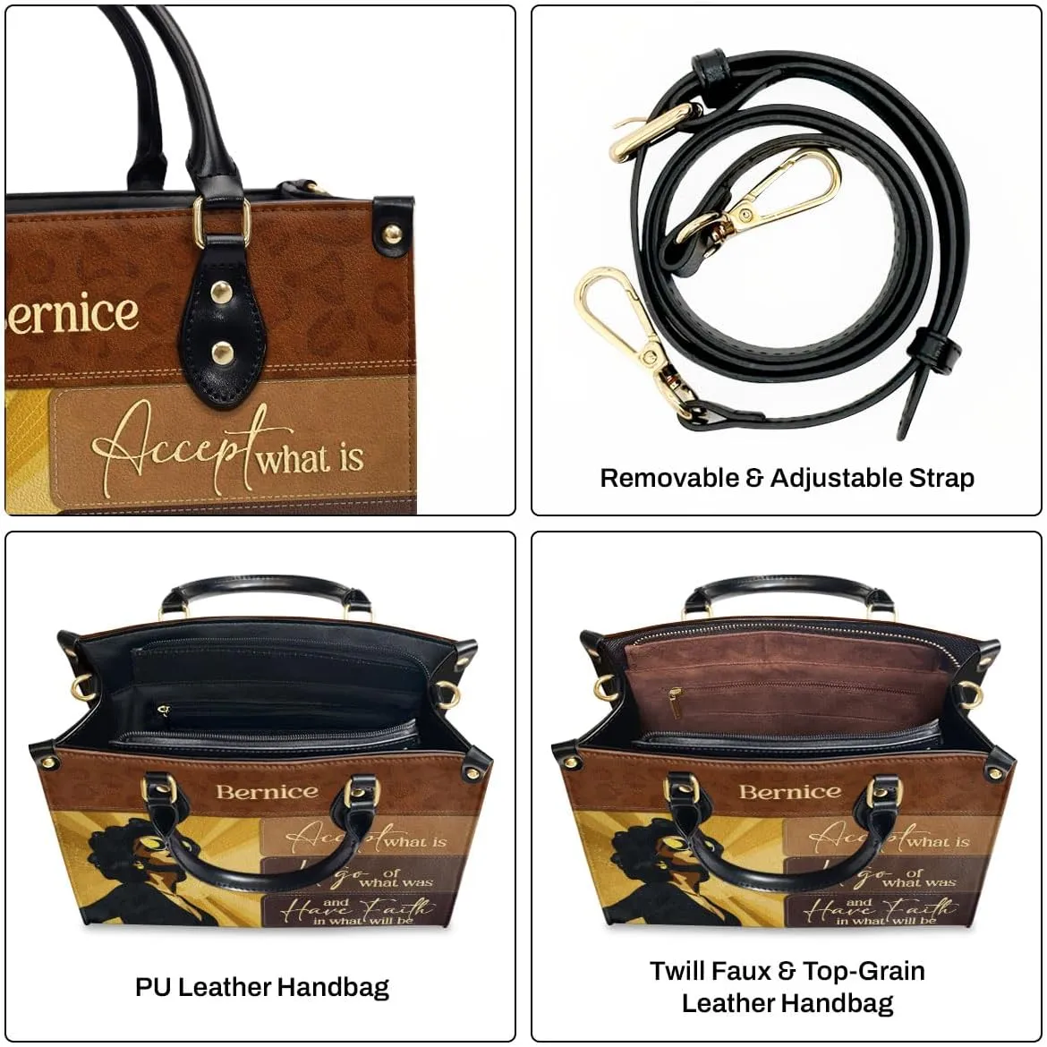 Personalized Leather Handbag For Black African