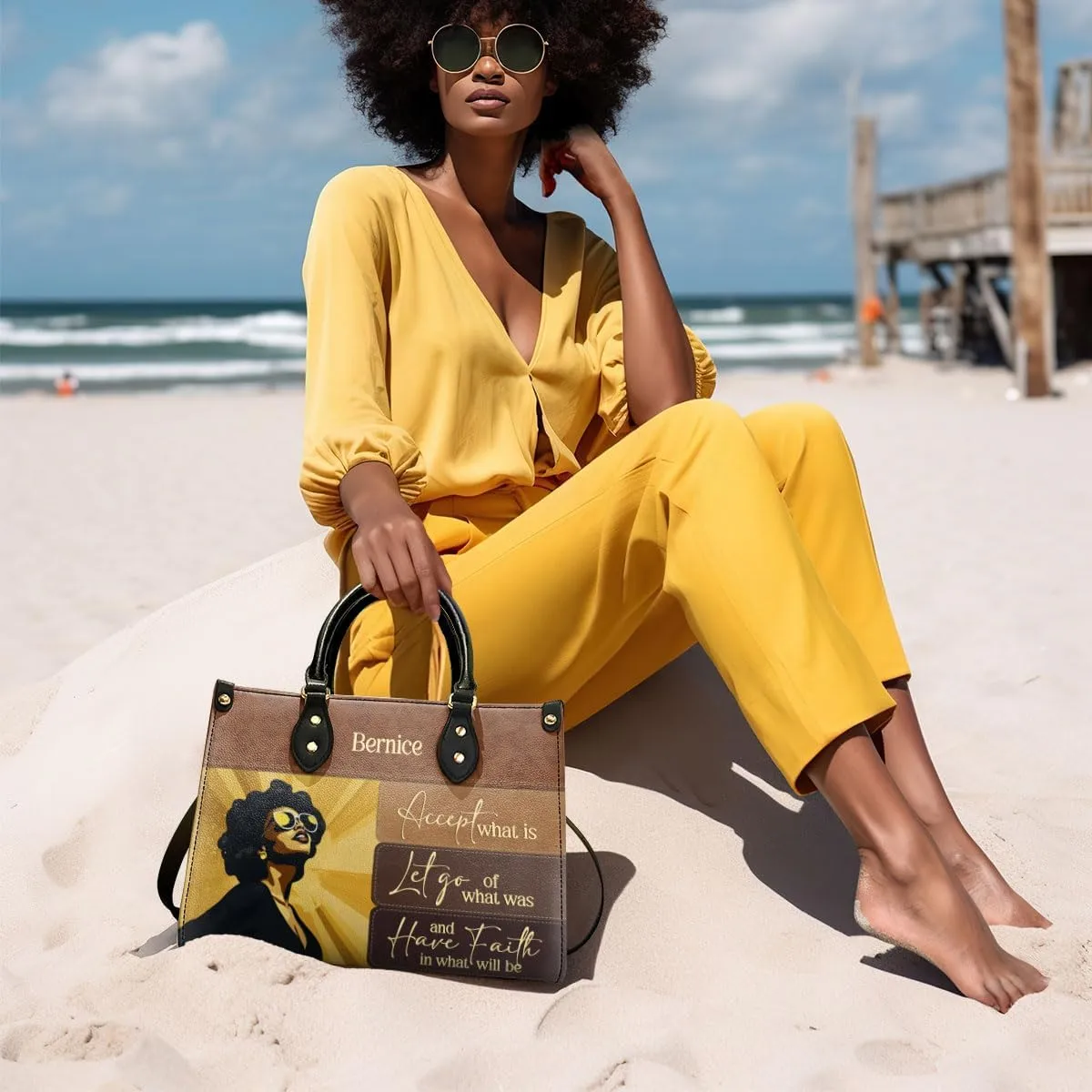 Personalized Leather Handbag For Black African