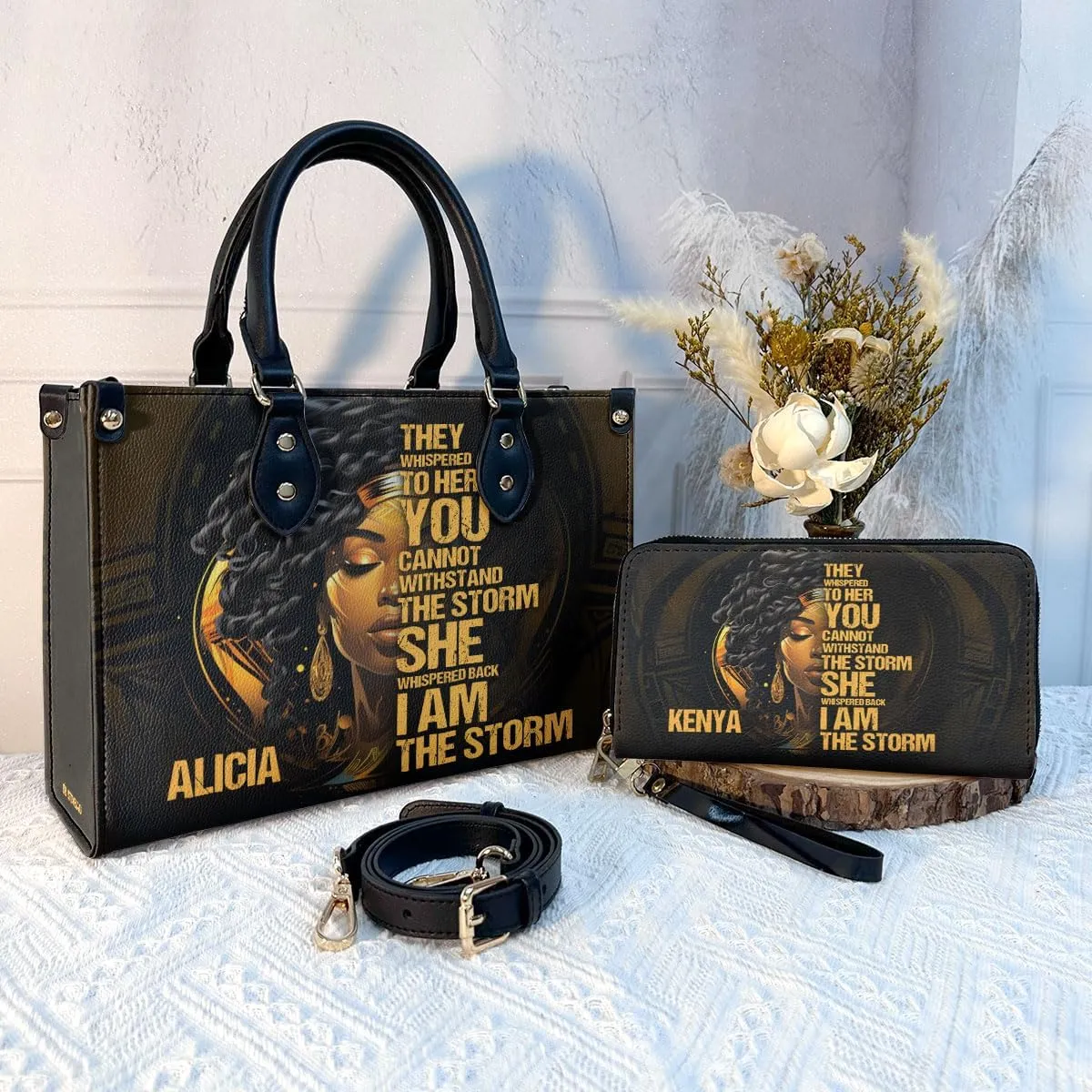 Personalized Leather Handbag For Women - Matching Design Purses And Wallet - Mothers Day Gifts For Women