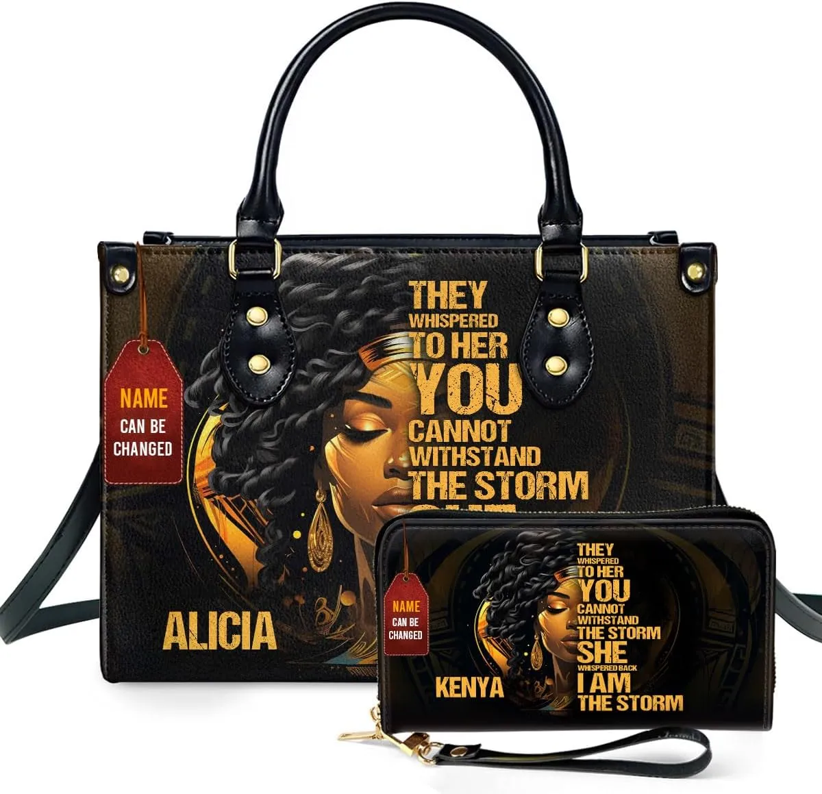 Personalized Leather Handbag For Women - Matching Design Purses And Wallet - Mothers Day Gifts For Women