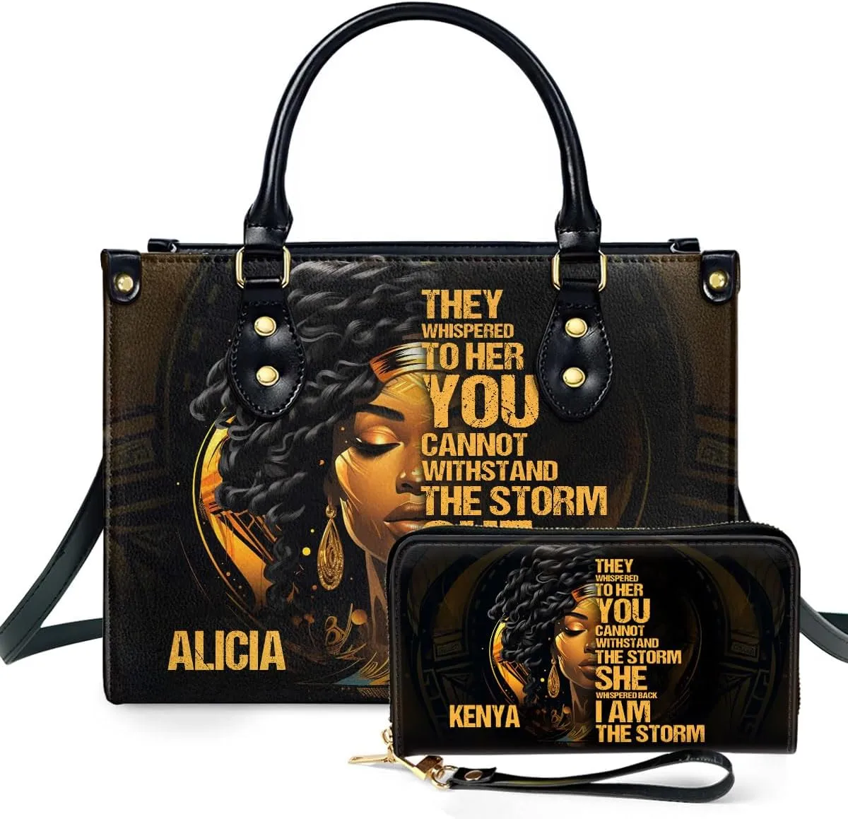 Personalized Leather Handbag For Women - Matching Design Purses And Wallet - Mothers Day Gifts For Women