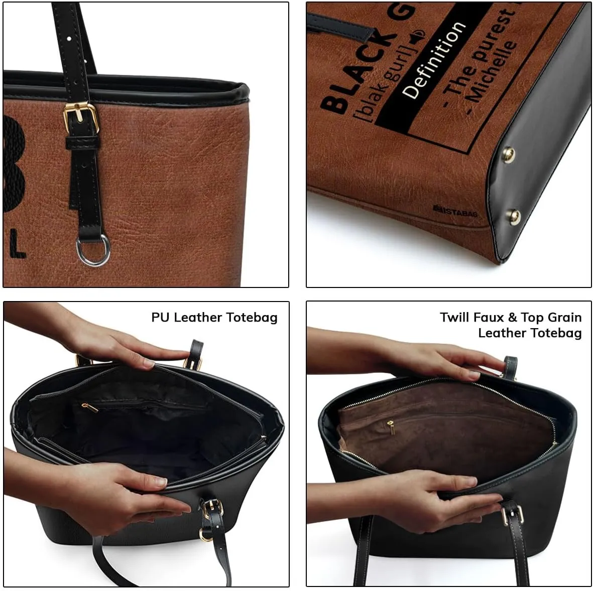 Personalized Leather Tote Bag For Black African Women