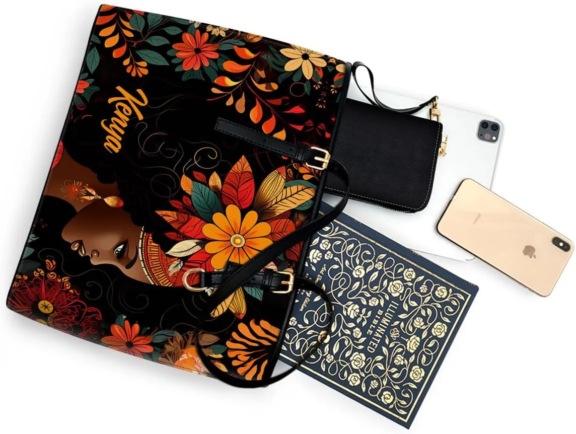 Personalized Leather Totebag For Black African Women - Christmas Gifts For Women For Black Women