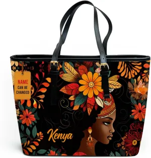 Personalized Leather Totebag For Black African Women - Christmas Gifts For Women For Black Women