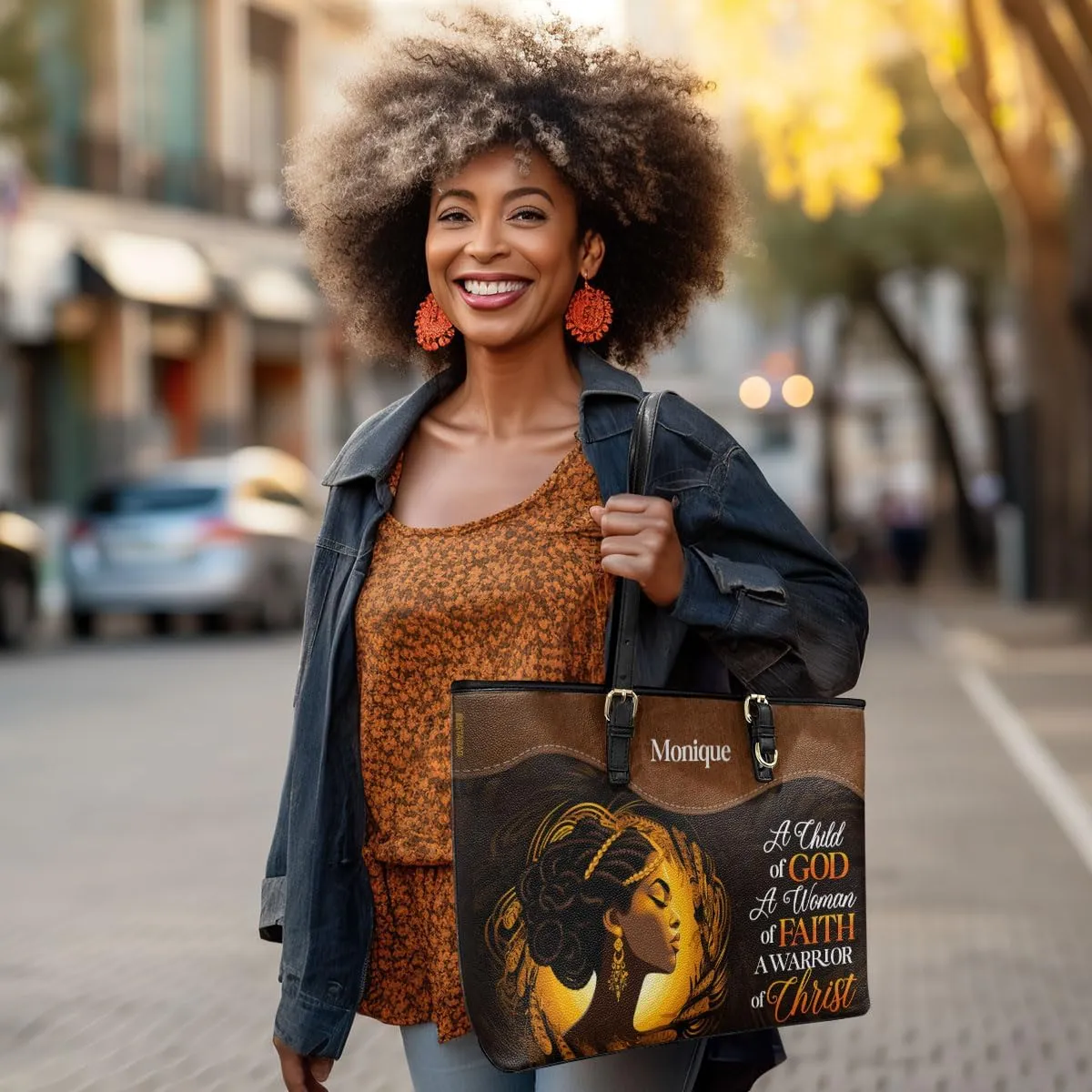 Personalized Leather Totebag for Black Women - Christmas Gifts