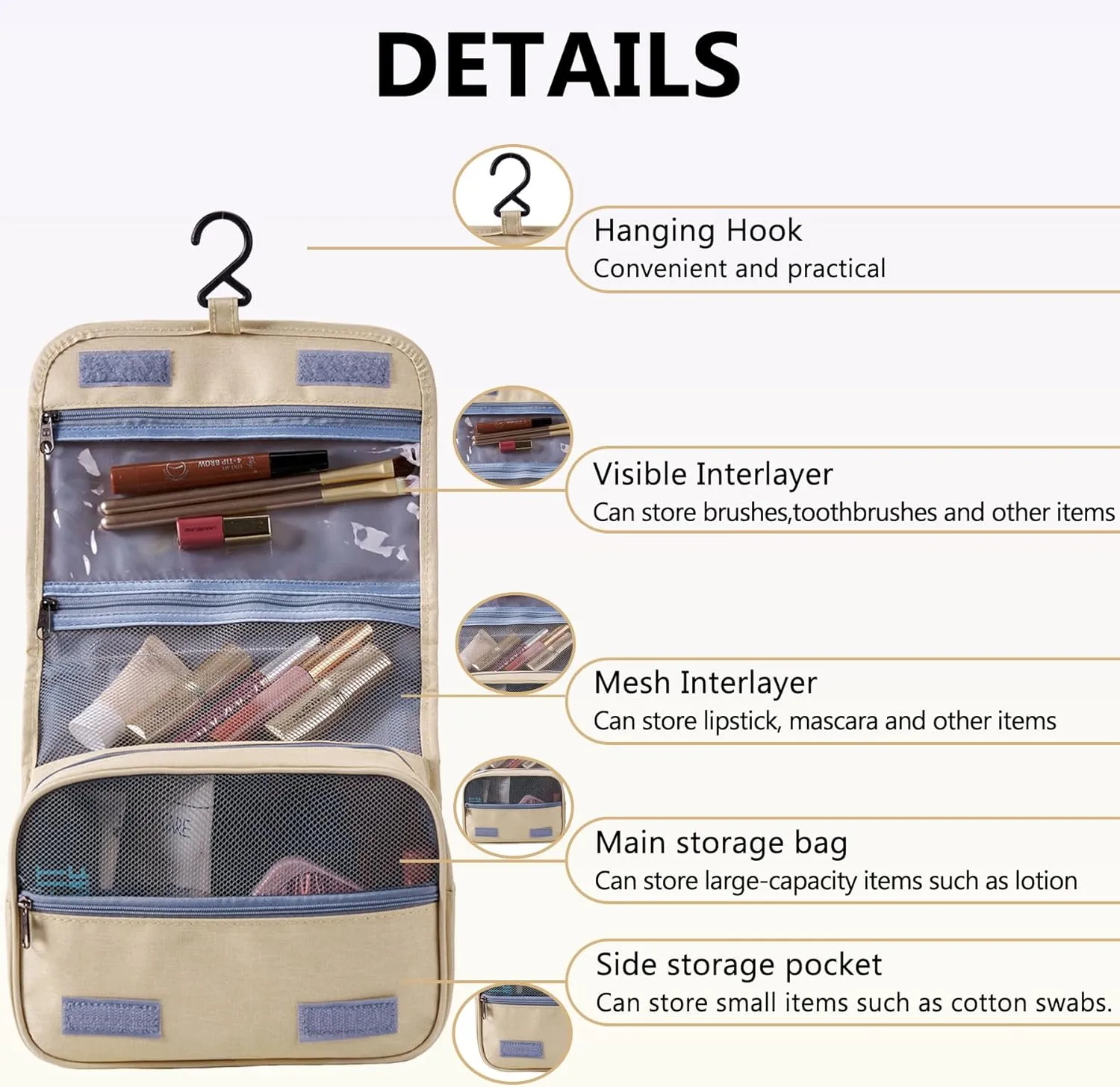 Personalized Toiletry Bag - Large Capacity Cosmetic Bag with Hanging Hook,Waterproof Travel Makeup Bag,Makeup Organizer for Women,Travel Essentials
