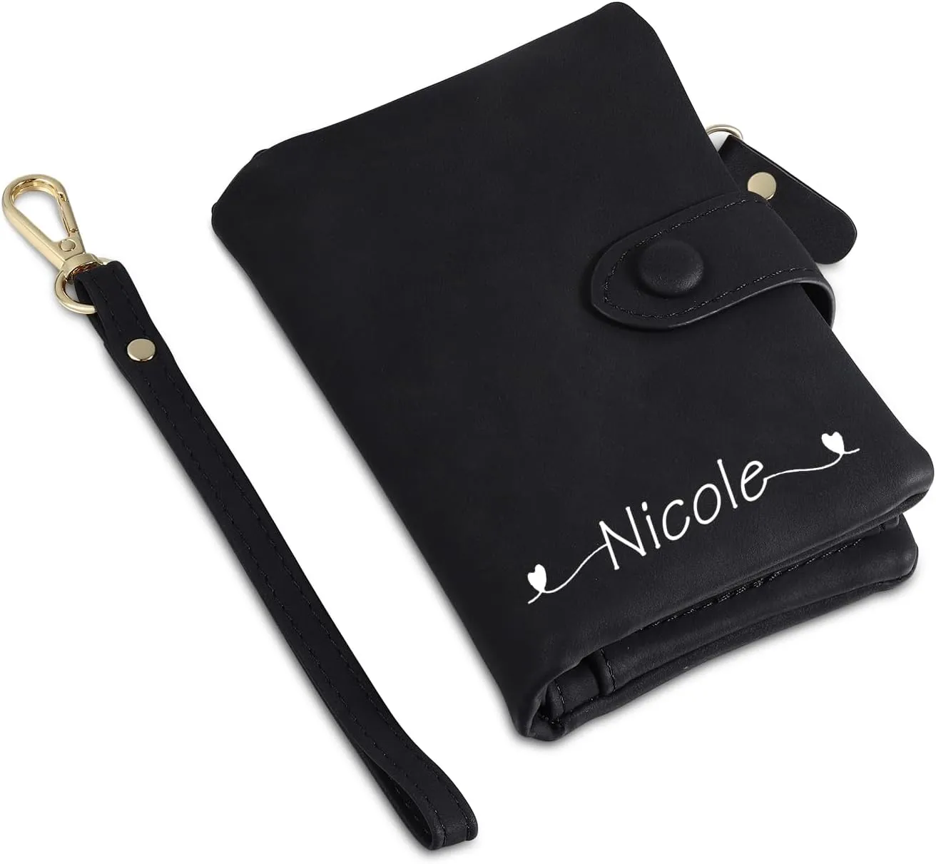 Personalized Wallets for Women: Custom Name Birth Flower Wristlet leather Womens Wallet- Gifts For Birthday Mothers Day (Black-3)