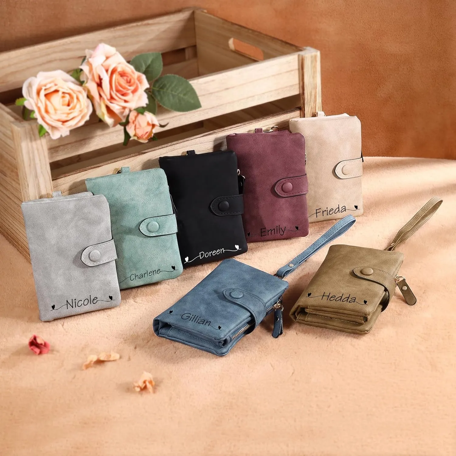 Personalized Wallets for Women: Custom Name Birth Flower Wristlet leather Womens Wallet- Gifts For Birthday Mothers Day (Black-3)