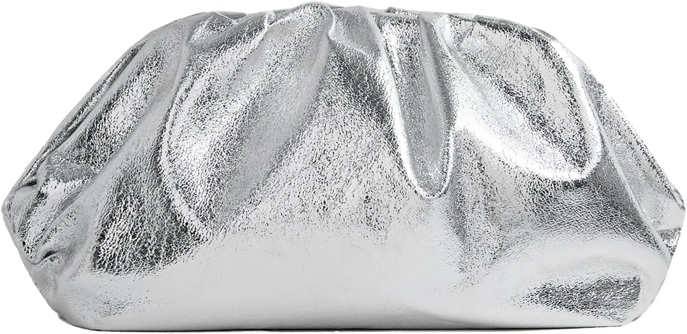 PHILOMENA Dressy Vegan Leather Clutch Purse for Women, Soft Pleated PU Evening Purse for Weddings, Proms