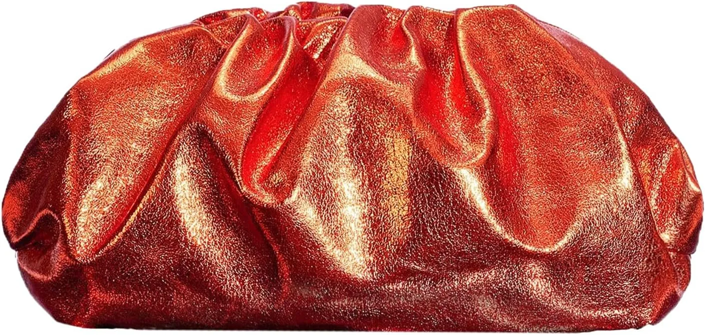 PHILOMENA Dressy Vegan Leather Clutch Purse for Women, Soft Pleated PU Evening Purse for Weddings, Proms