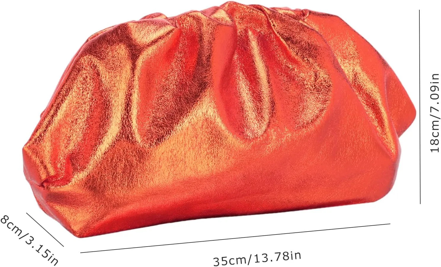 PHILOMENA Dressy Vegan Leather Clutch Purse for Women, Soft Pleated PU Evening Purse for Weddings, Proms