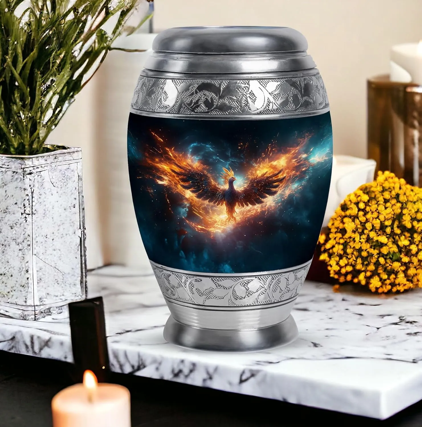 Phoenix Cremation Urn for Ashes, Large Decorative Urns for Male and Female, Memorial Gifts for Family, Human Remains Urn, Funeral and Burial Urns, 10 Inch