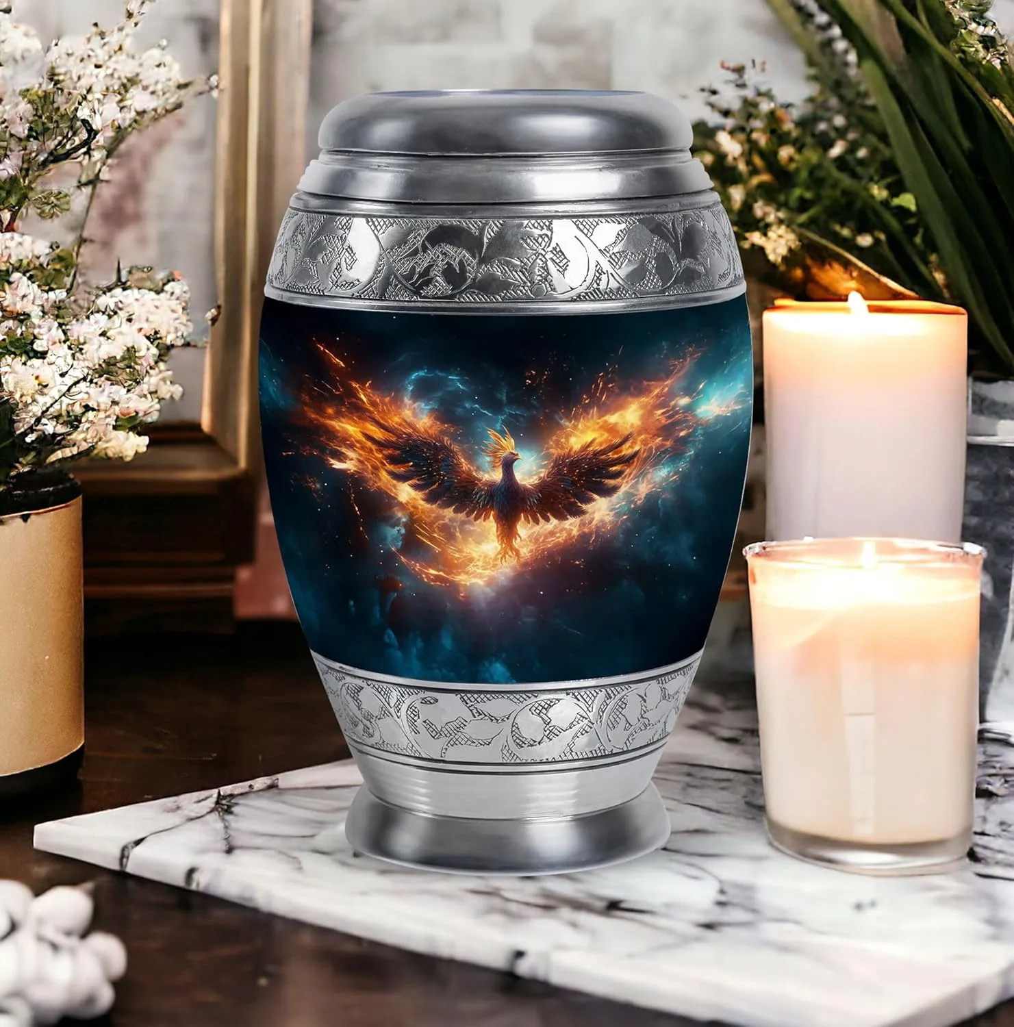 Phoenix Cremation Urn for Ashes, Large Decorative Urns for Male and Female, Memorial Gifts for Family, Human Remains Urn, Funeral and Burial Urns, 10 Inch