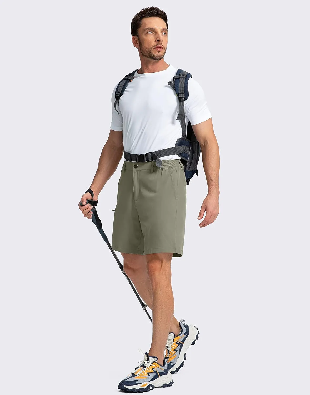 Pinkbomb Men's Golf Shorts with 6 Pockets Stretch Quick Dry Hiking Work Dress Shorts for Men